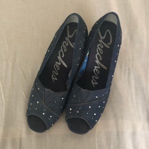 Skechers open toe wedges, size 9